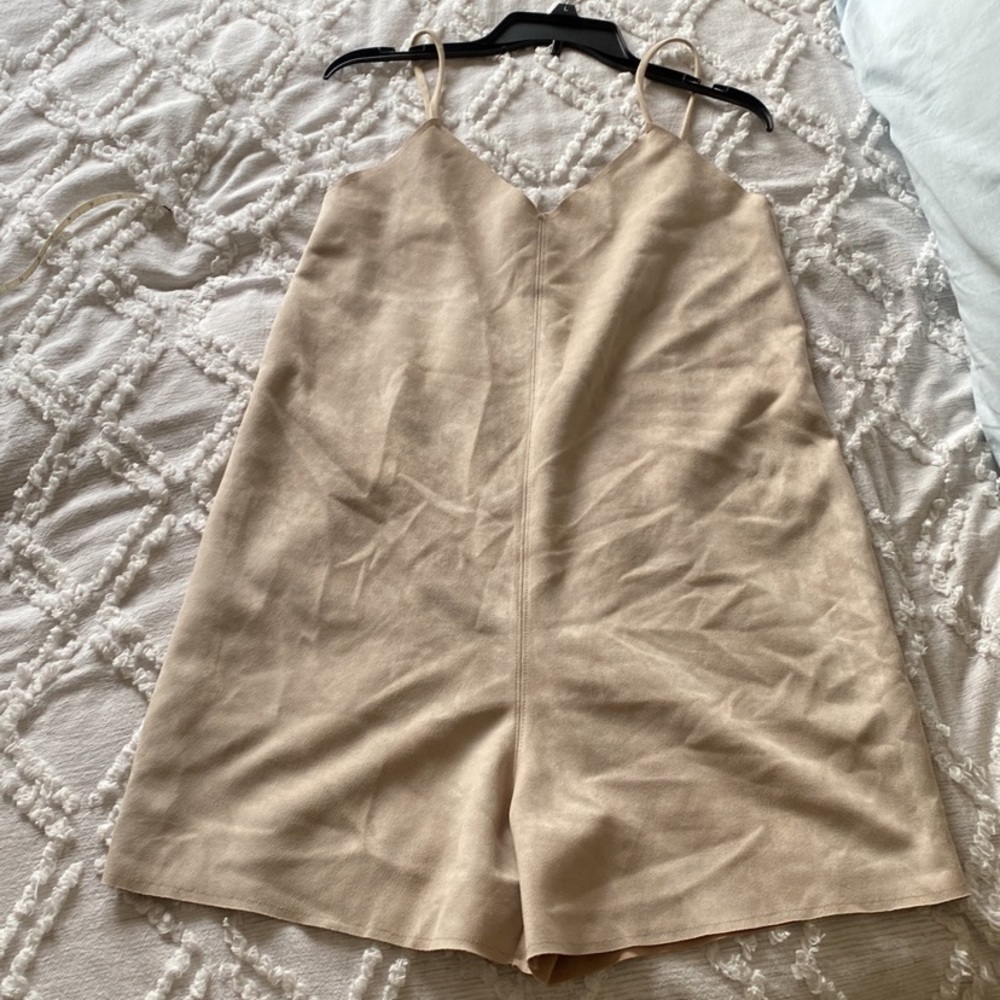 Zara Minimalist Faux Suede Jumpsuit Large - Picture 2 of 8